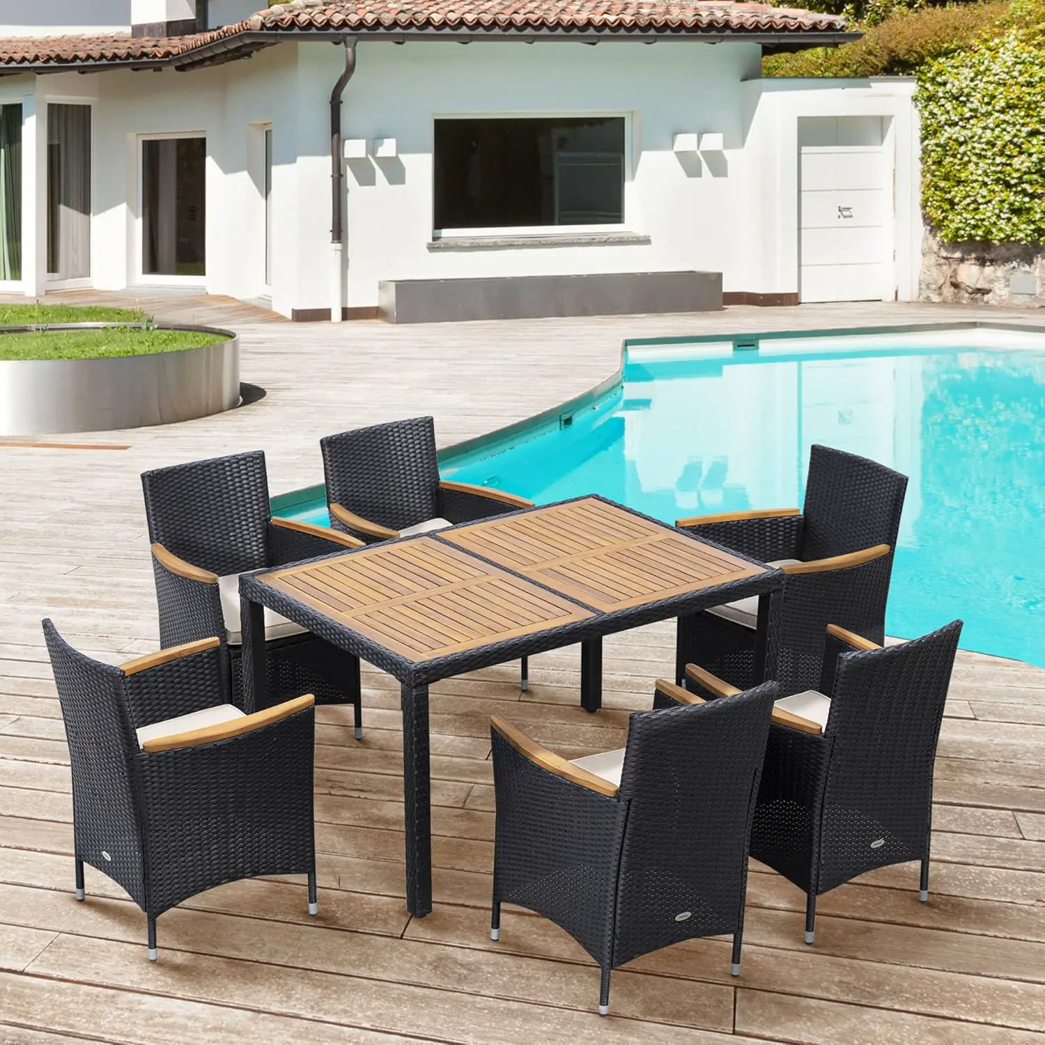 Salon de jardin 6 places en rotin vue 2