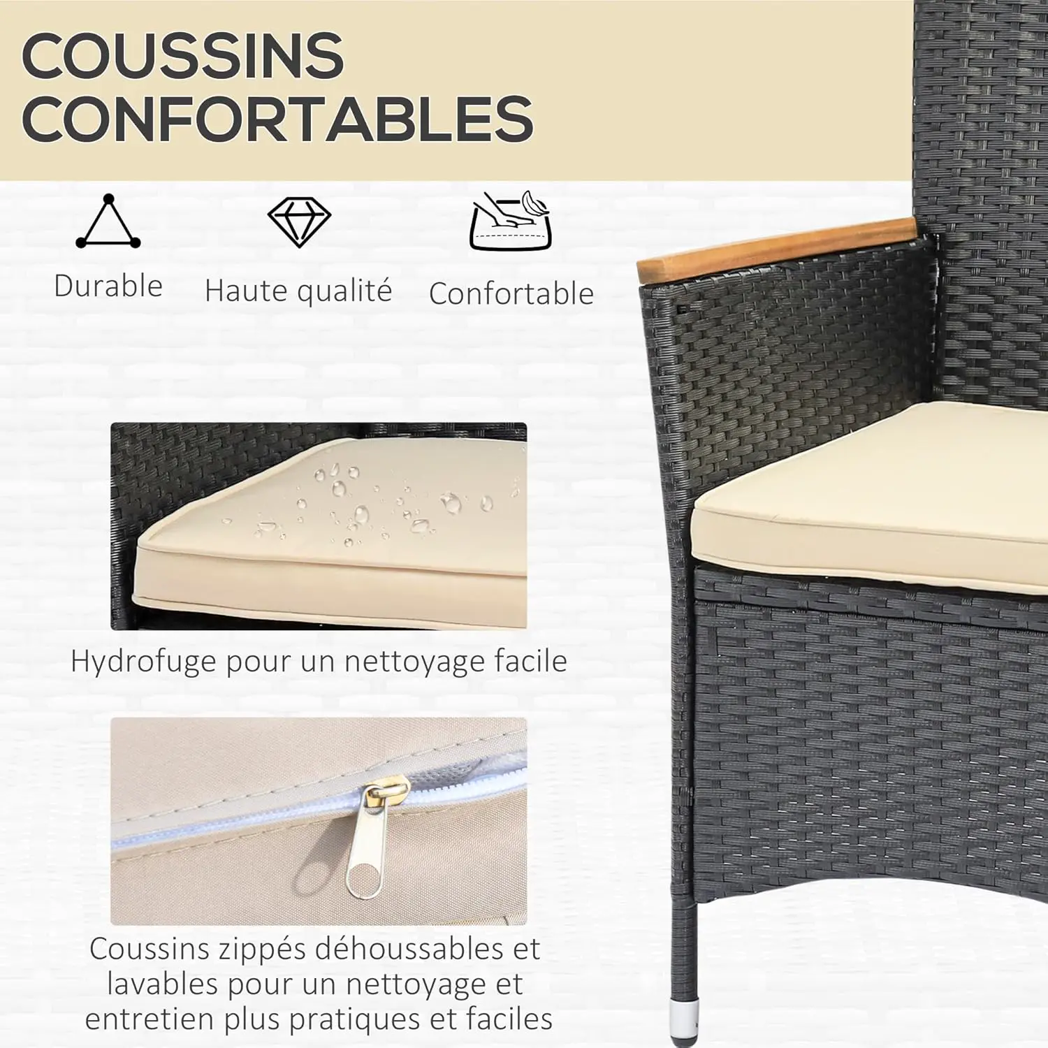 Salon de jardin 6 places en rotin vue 4