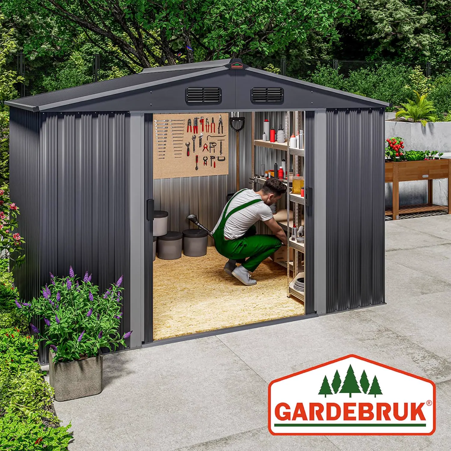 Abri de jardin en métal en métal anthracite 5m² vue 5