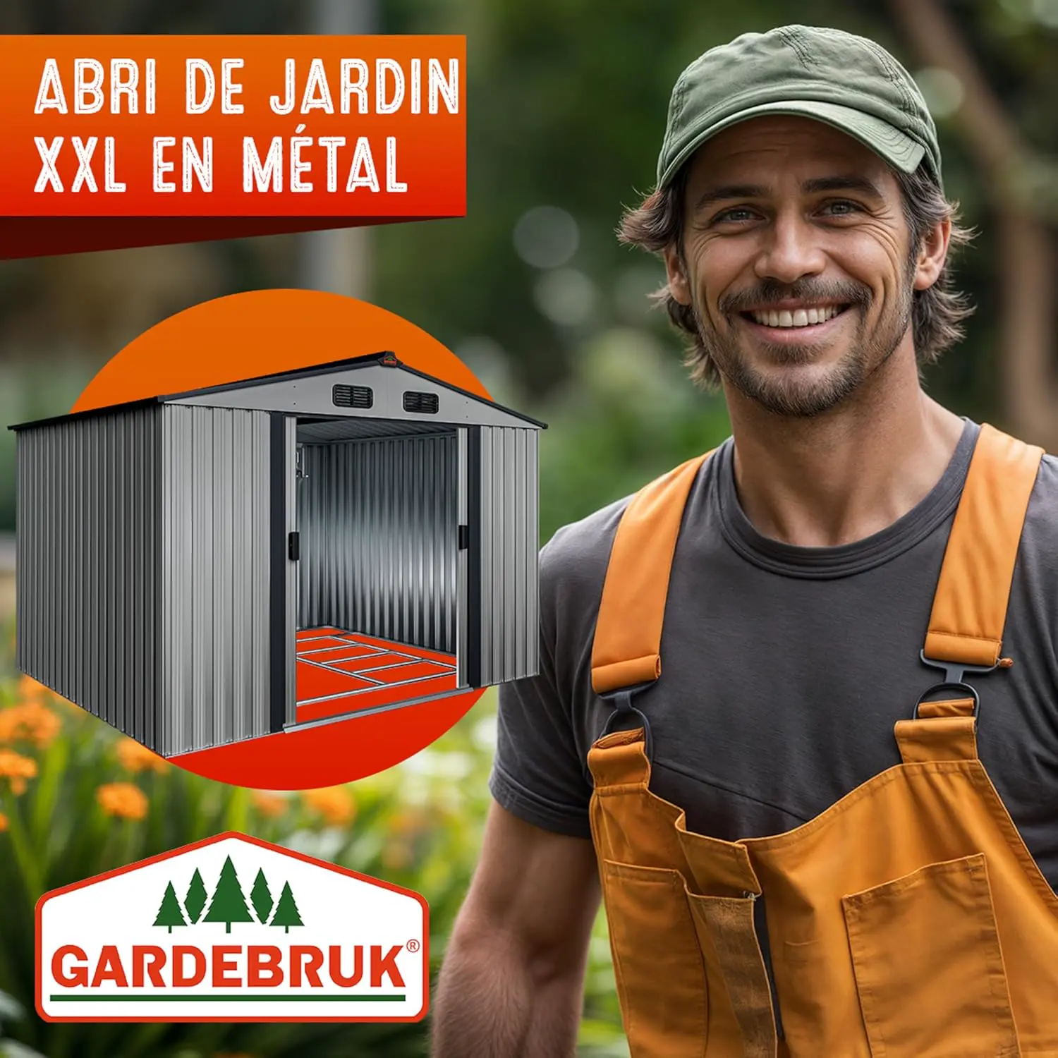 Abri de jardin en métal en acier gris 5m² vue 7