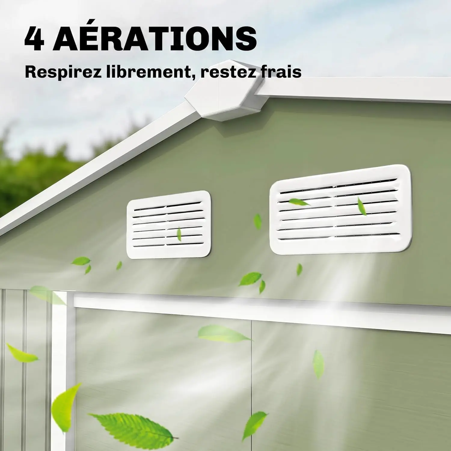 Abri de jardin en métal en acier vert 5,4 m² vue 8