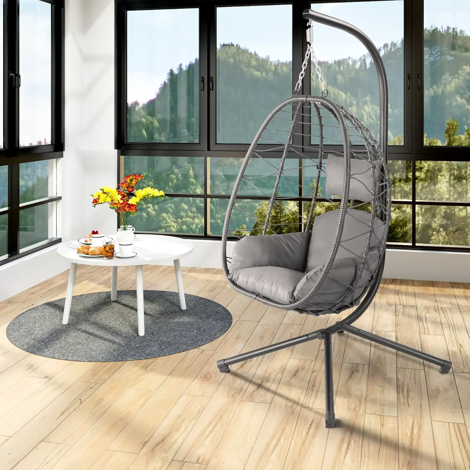 Fauteuils suspendus en acier anthracite 56 x 108 cm vue 2