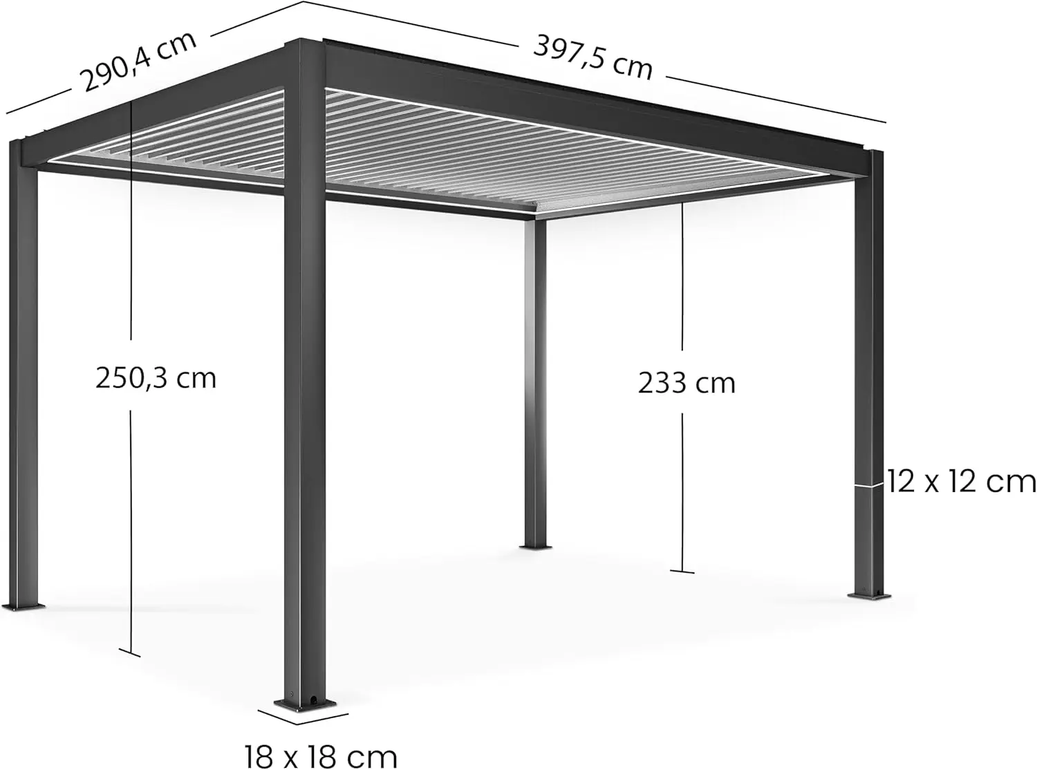 Pergola en aluminium blanc 12m² autoportée motorisée vue 4