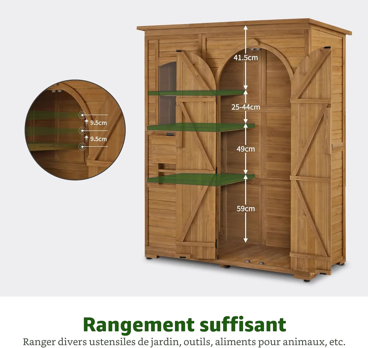 Abri de jardin en bois en bois naturel 144 × 185 cm vue 4