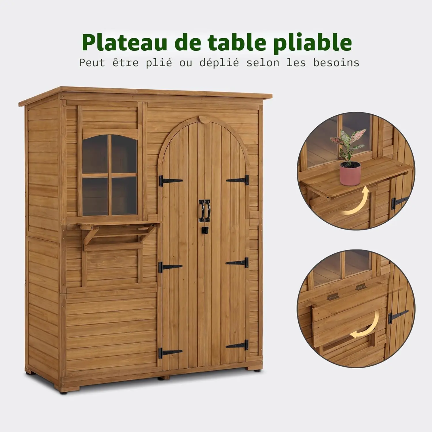 Abri de jardin en bois en bois naturel 144 × 185 cm vue 7