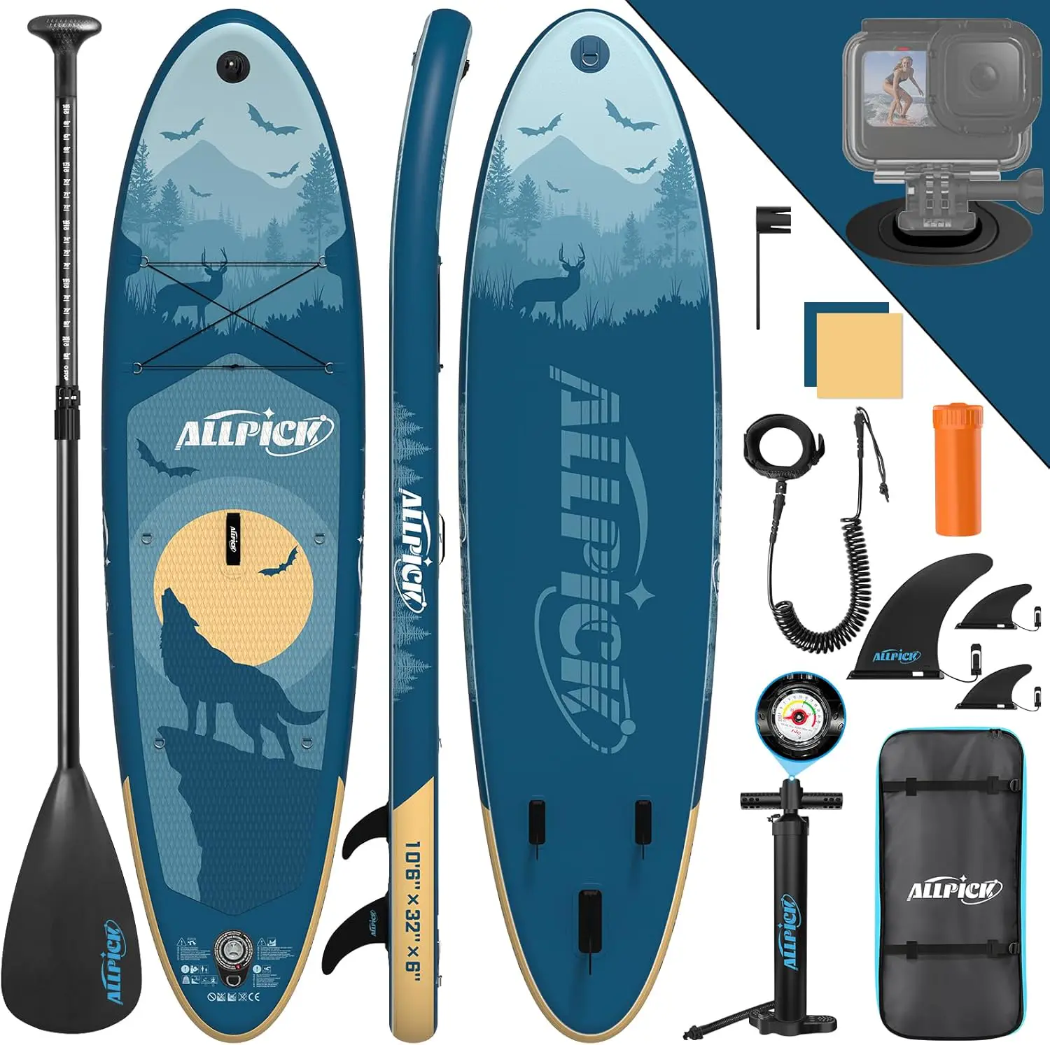 ALLPICK Paddle Gonflable, Kit de Padelsurf de Stand Up Paddle Sup