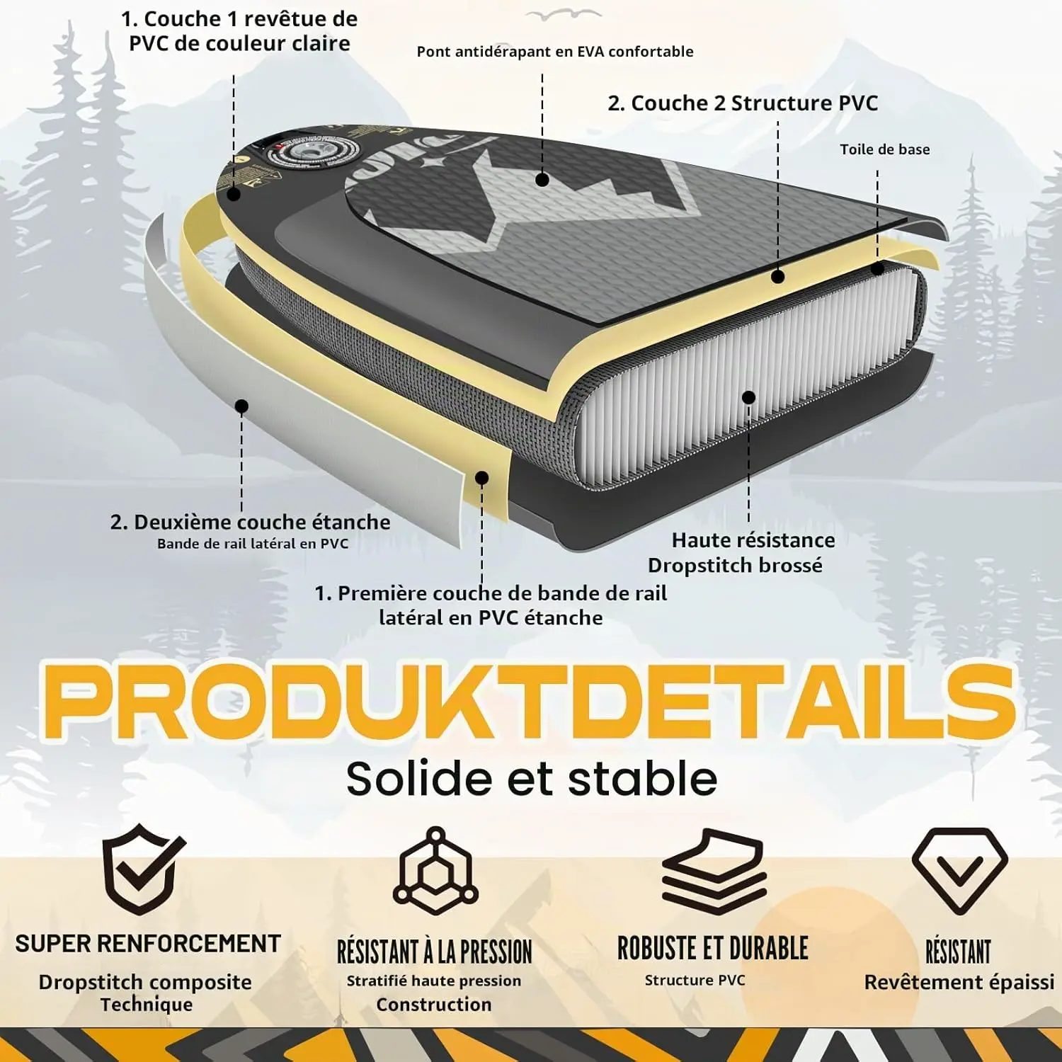 Paddle gonflable gris vue 2