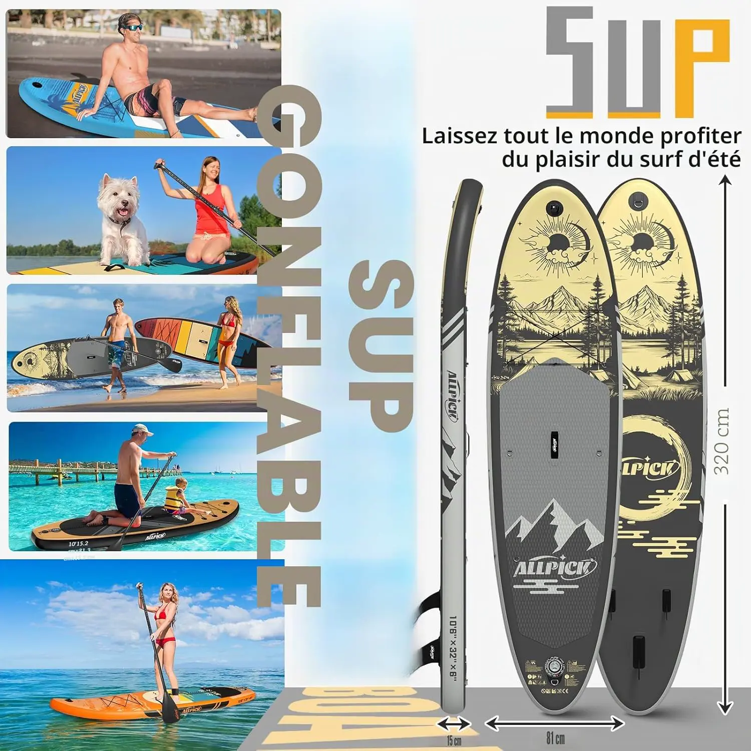 Paddle gonflable gris vue 7