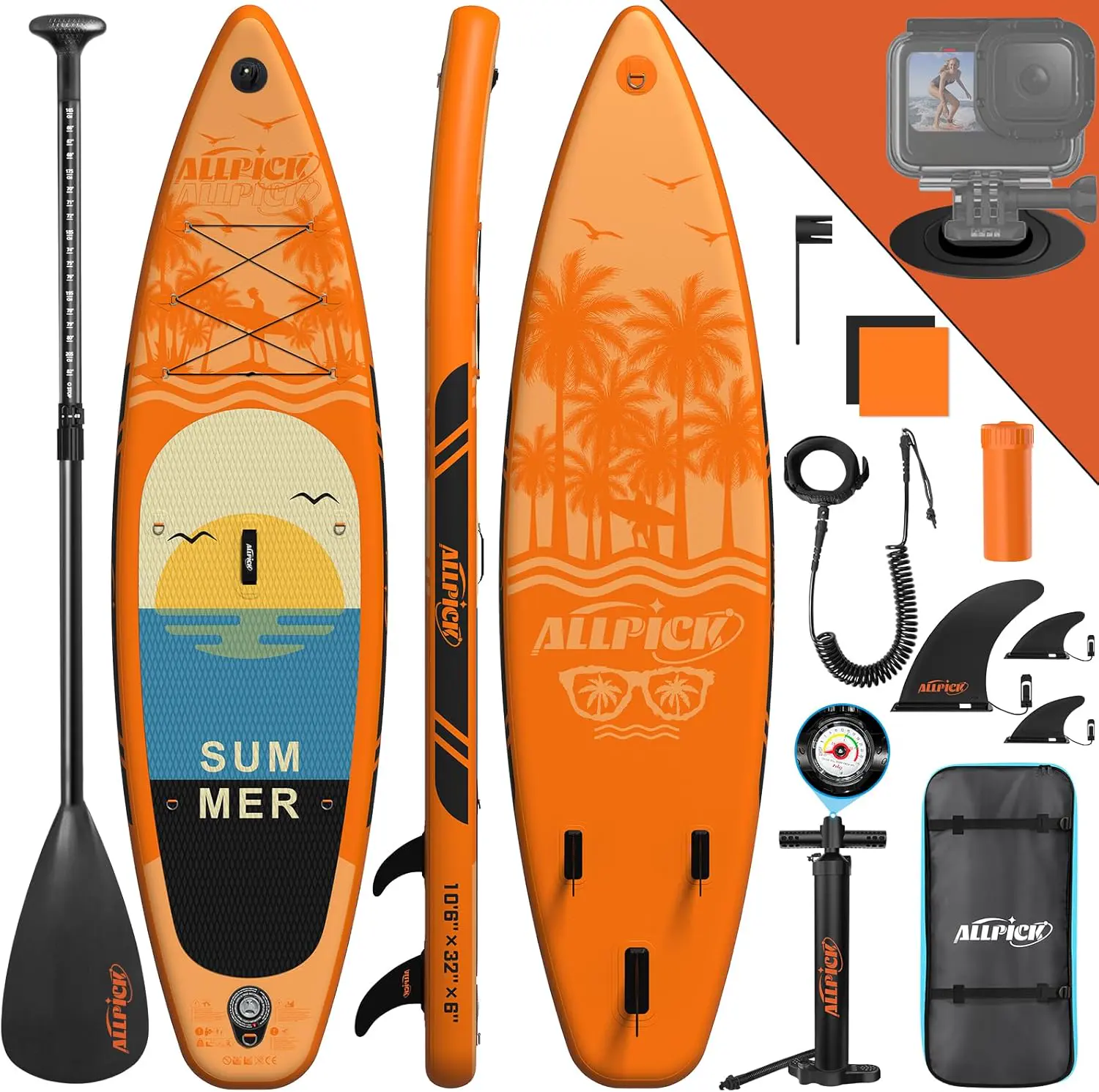 ALLPICK Paddle Gonflable, Kit de Padelsurf de Stand Up Paddle Sup