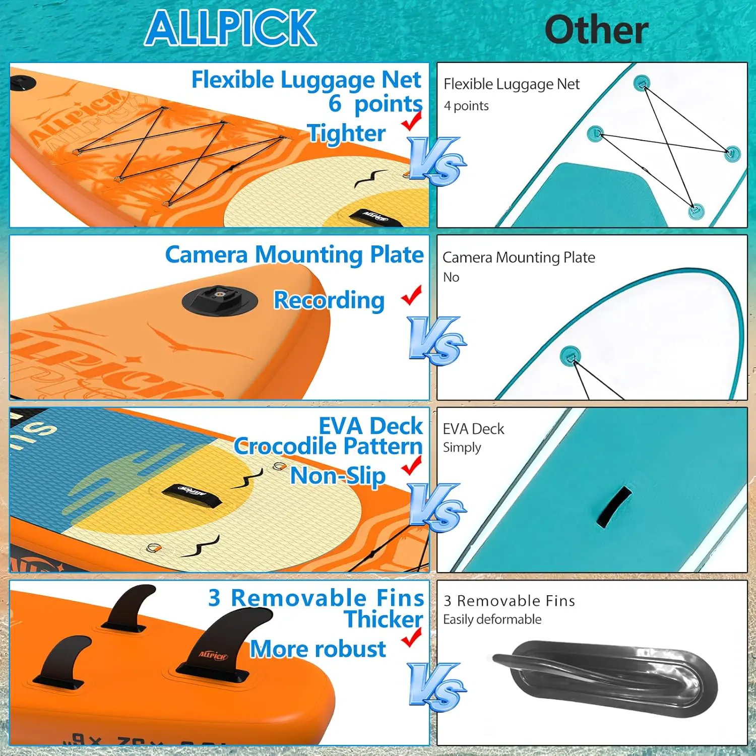 Paddle gonflable orange vue 5