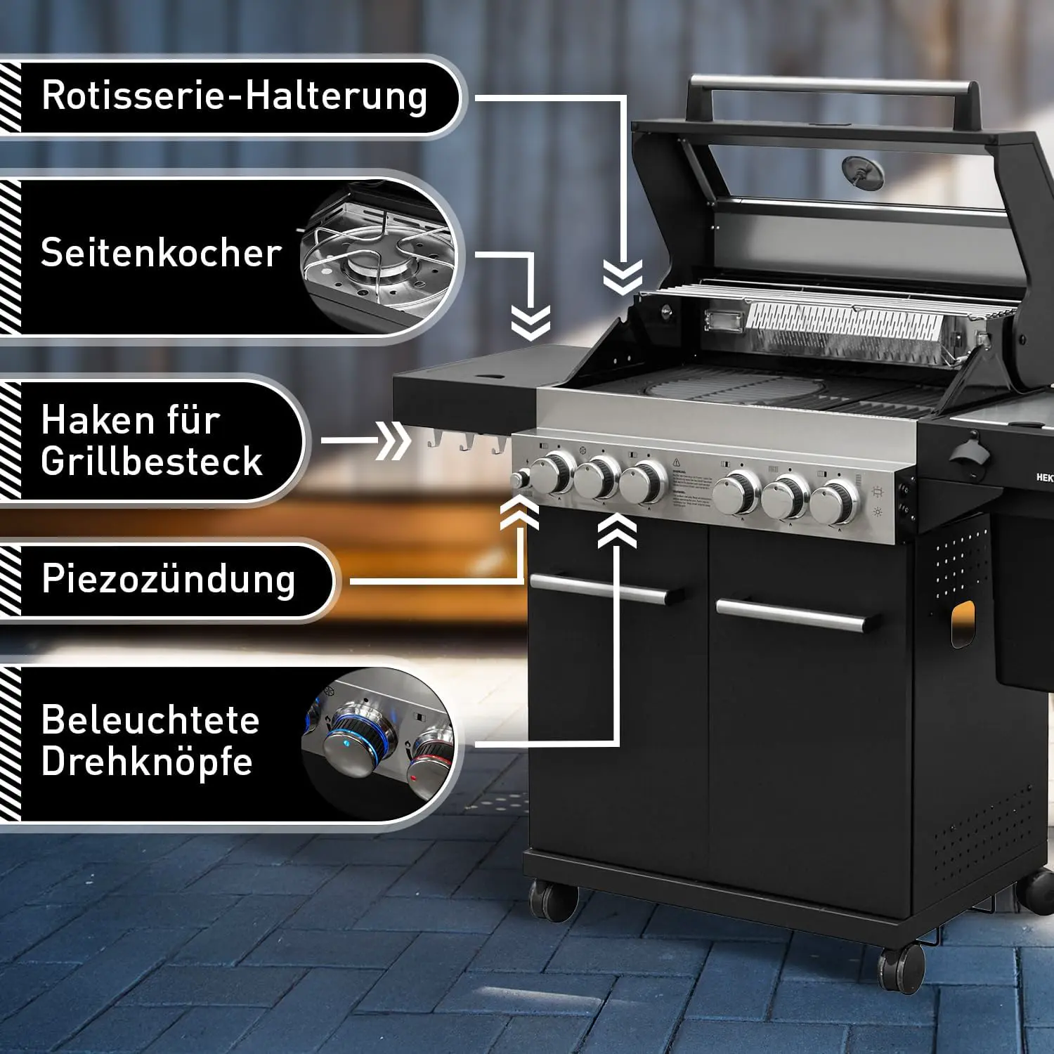 Barbecue à gaz en acier 57 x 139,6 vue 3