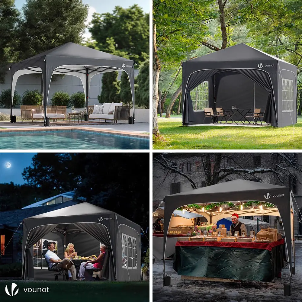 Tonnelle en acier gris 3x3m vue 4