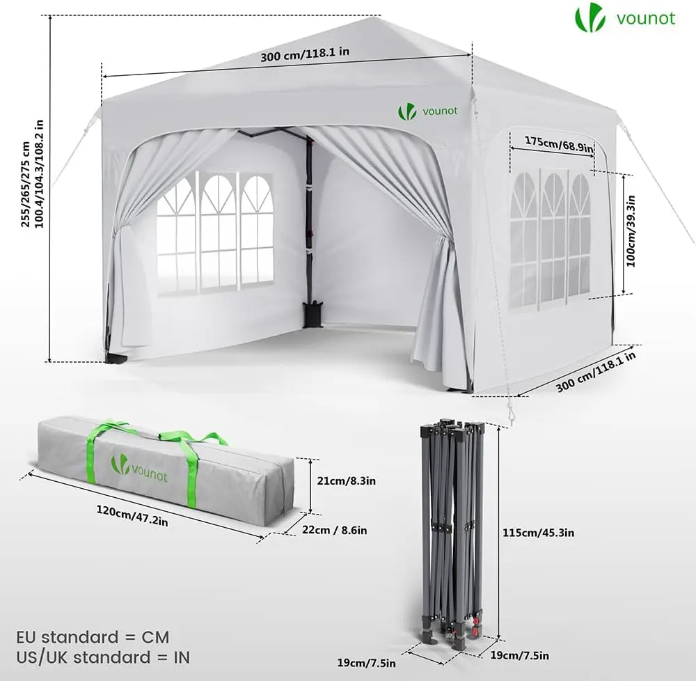 Tonnelle en acier blanc 3x3m vue 7