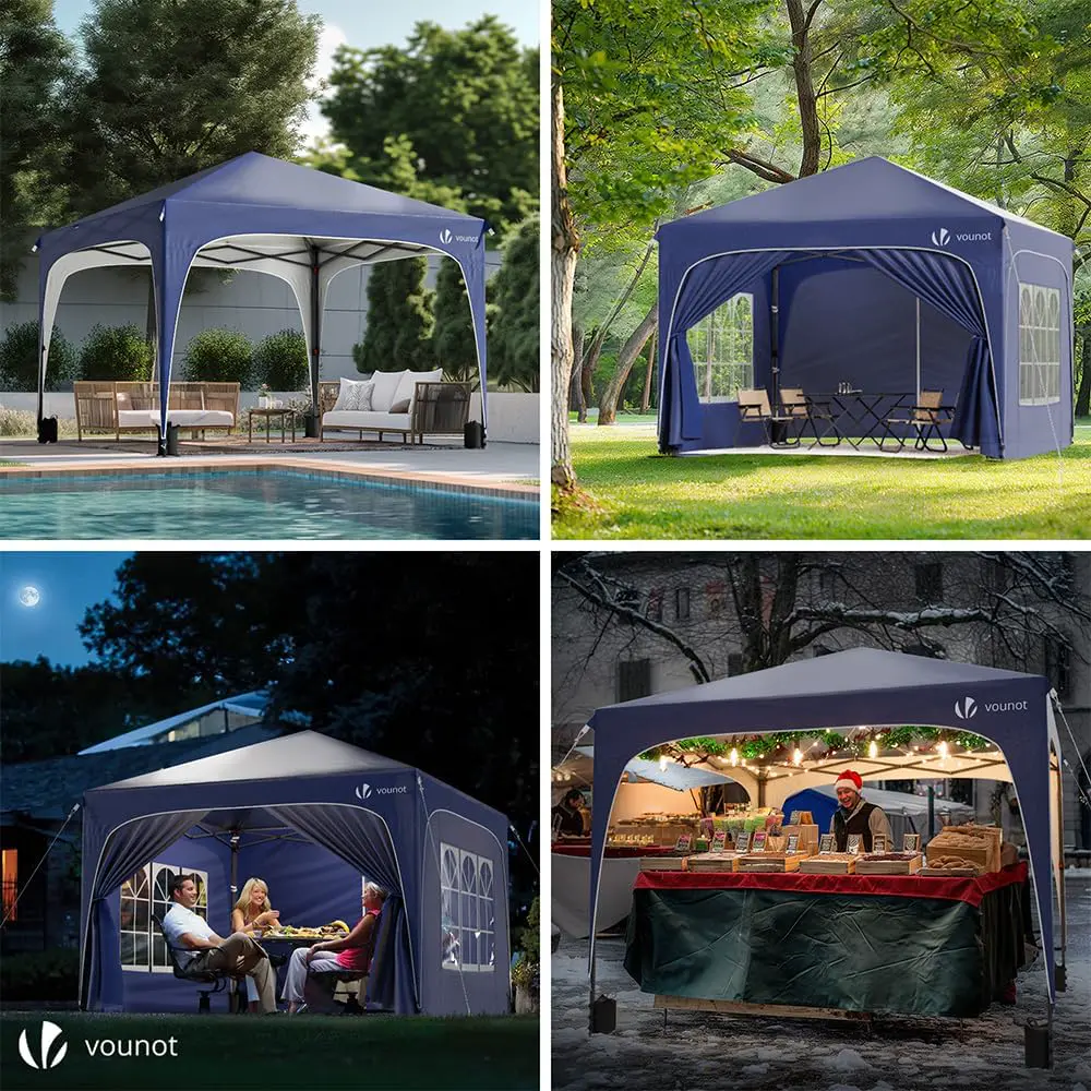 Tonnelle en métal bleu 3x3m vue 4