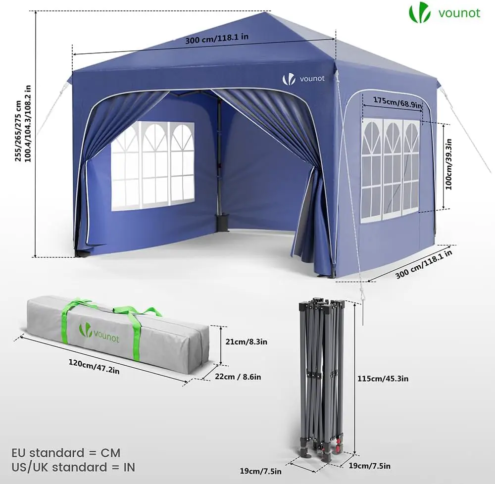 Tonnelle en métal bleu 3x3m vue 7
