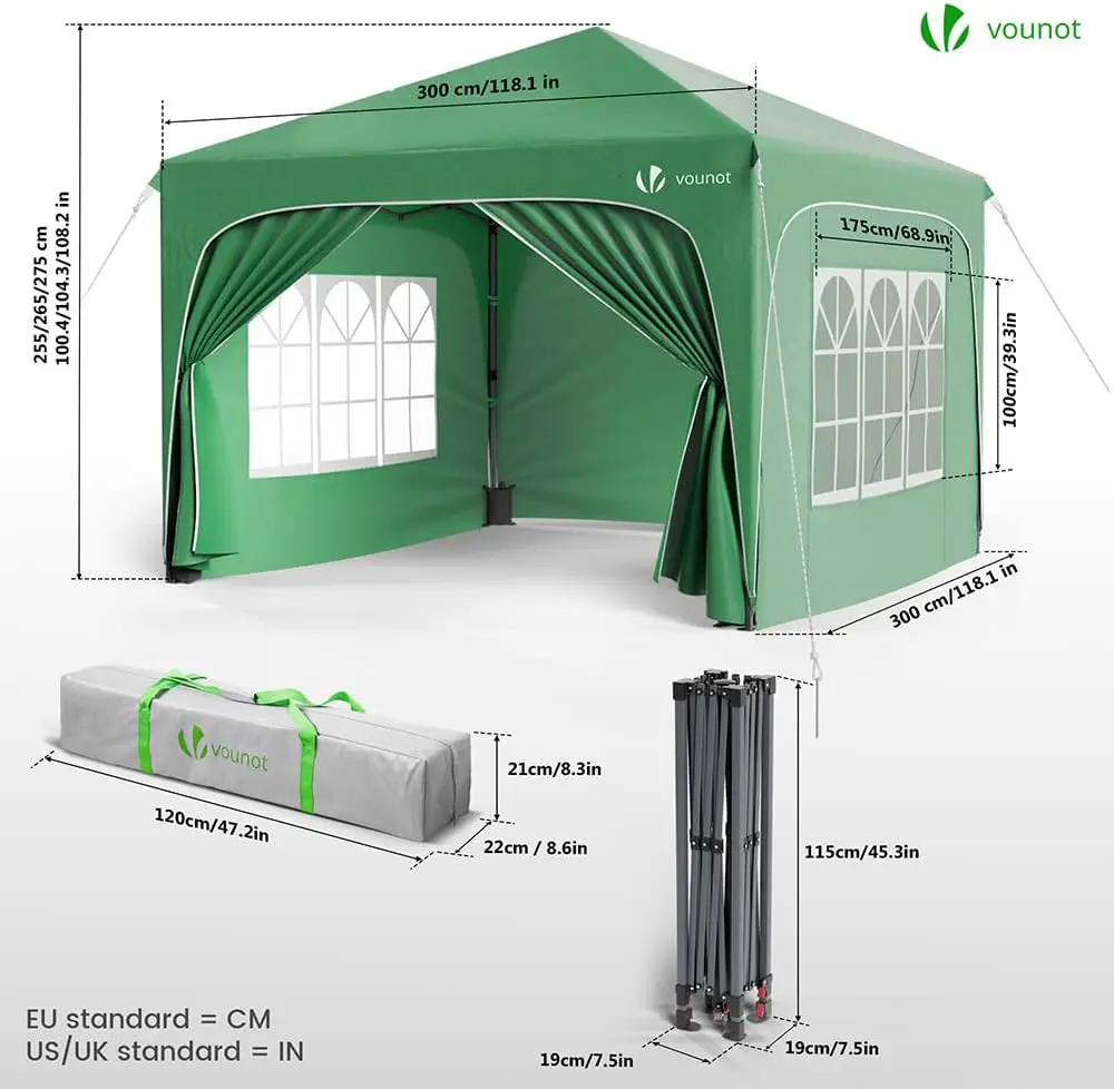 Tonnelle en acier sable 3x3m vue 7