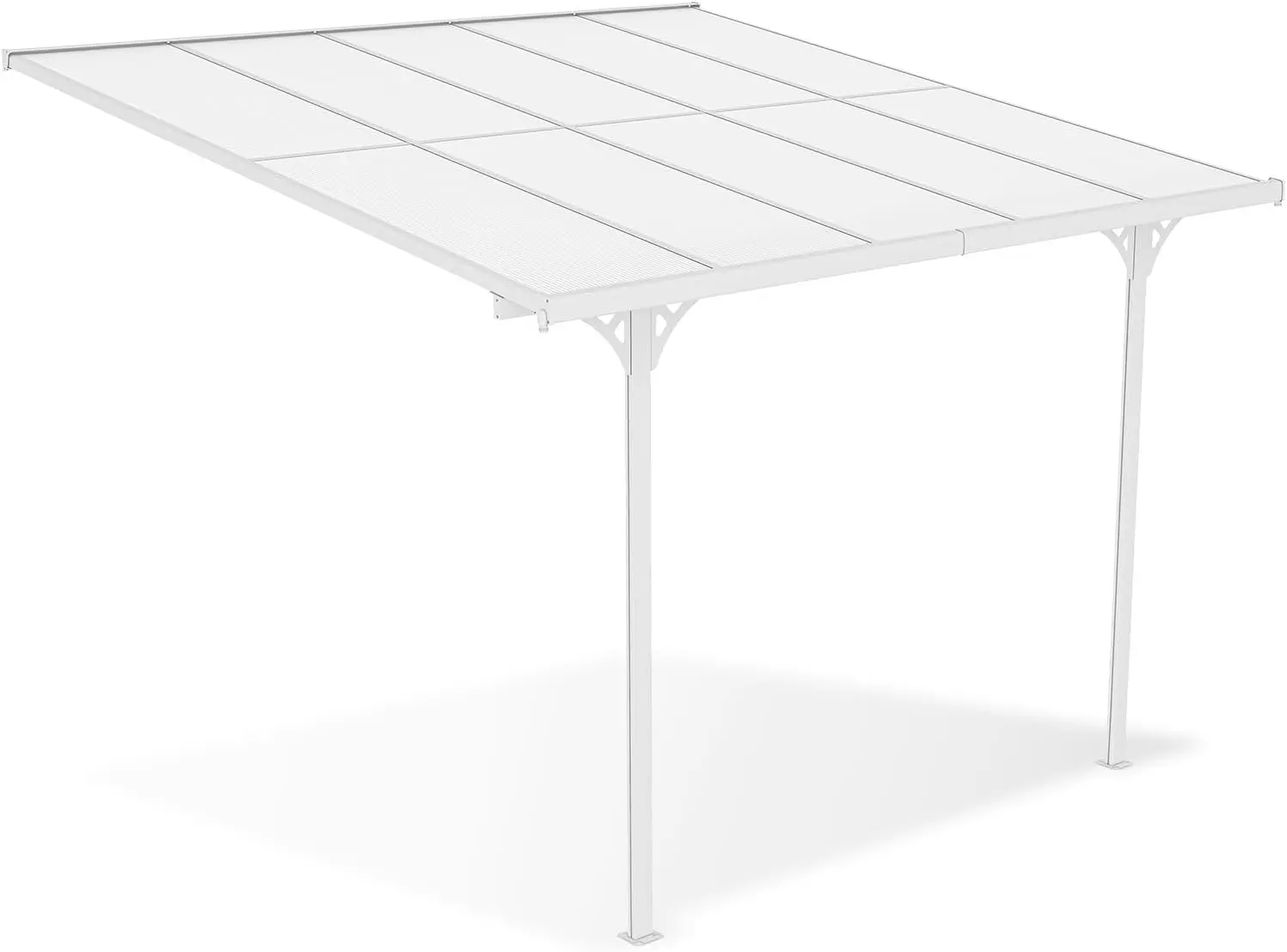 Pergola en aluminium blanc 9m² adossée vue 3