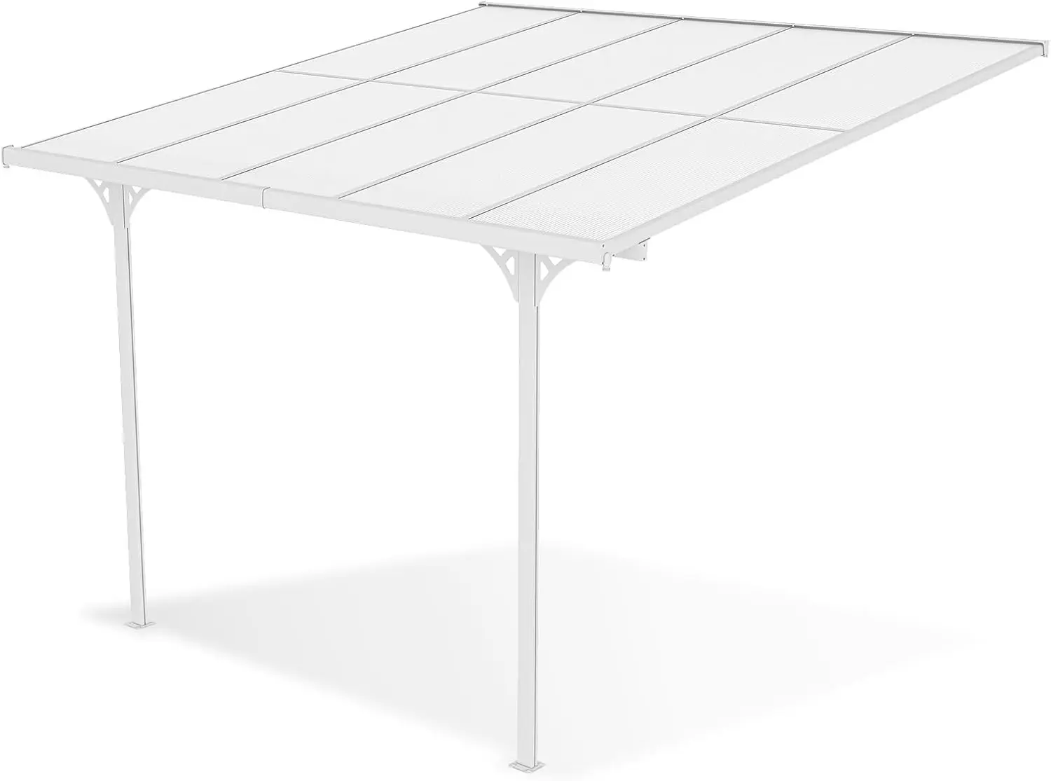 Pergola en aluminium blanc 9m² adossée vue 5
