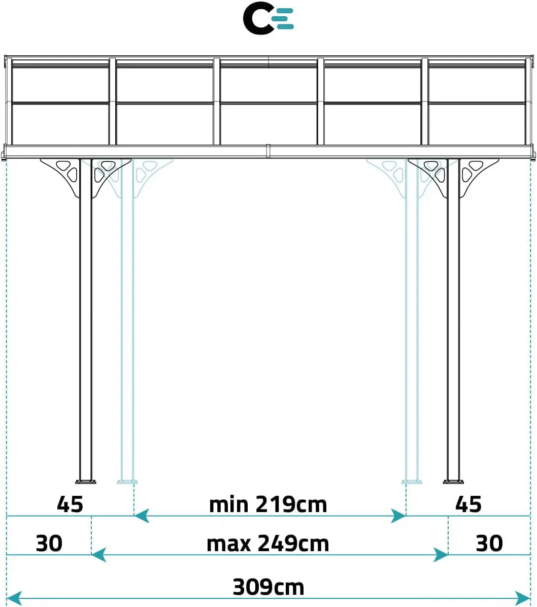 Pergola en aluminium blanc 9m² adossée vue 7