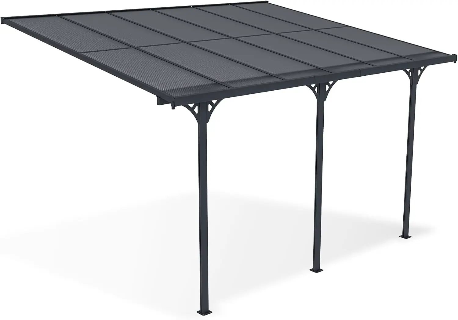 Pergola en aluminium gris 15 m² adossée vue 3