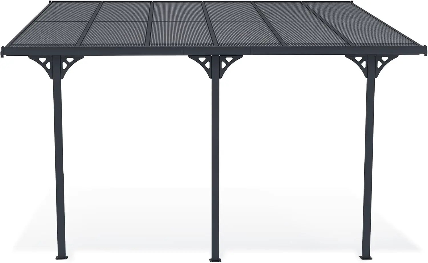 Pergola en aluminium gris 15 m² adossée vue 4