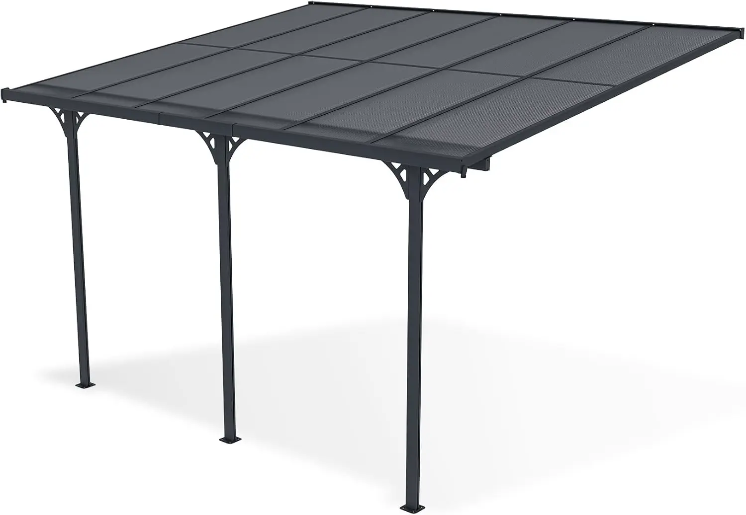 Pergola en aluminium gris 15 m² adossée vue 5
