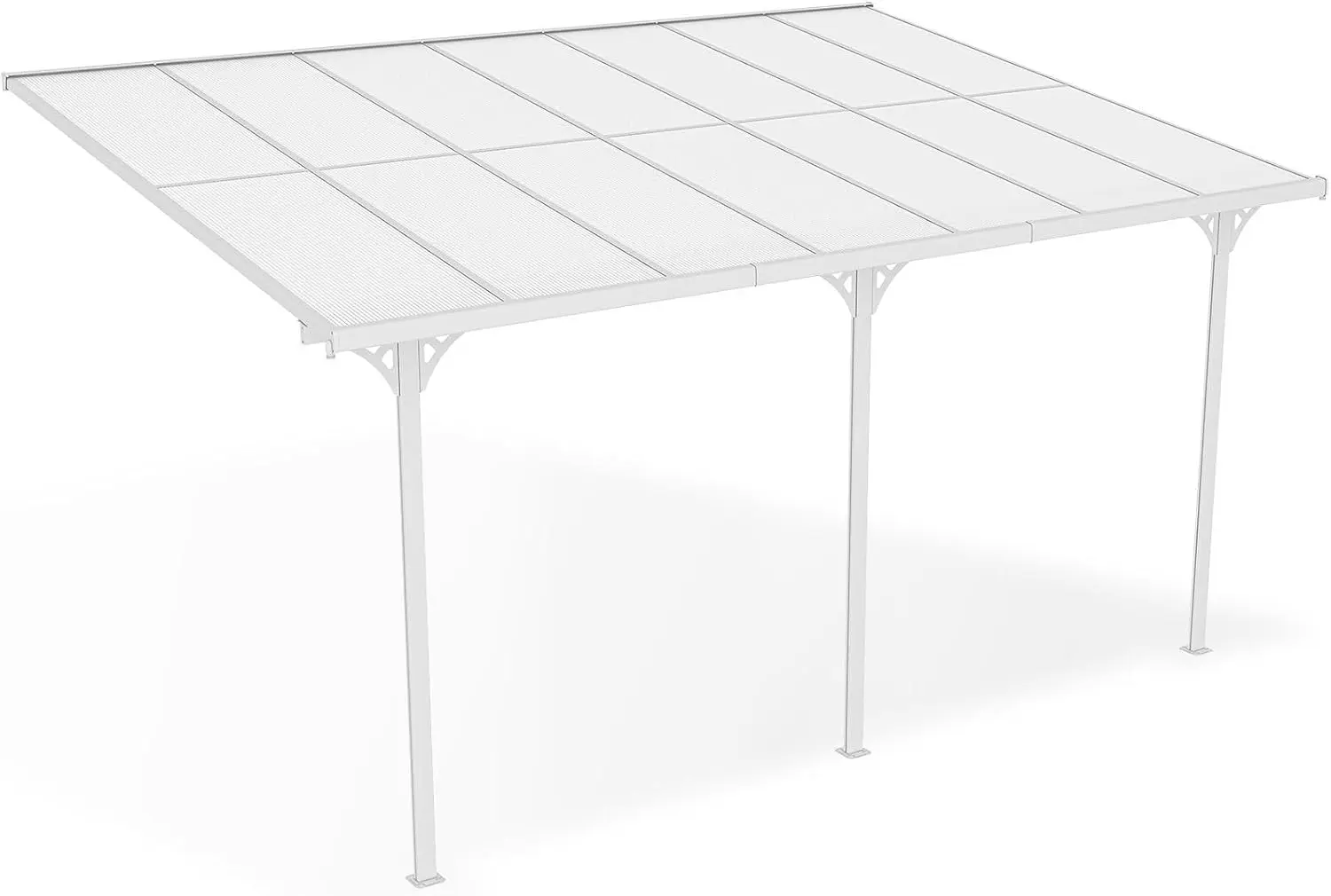 Pergola en aluminium blanc 14,85 m² adossée vue 3