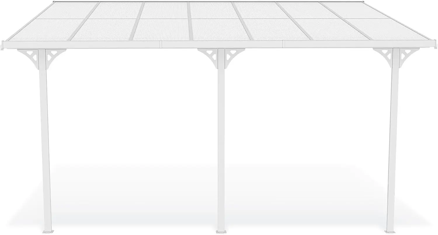 Pergola en aluminium blanc 14,85 m² adossée vue 4