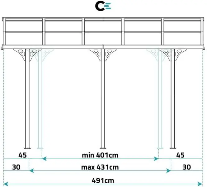 Pergola en aluminium blanc 14,85 m² adossée vue 9