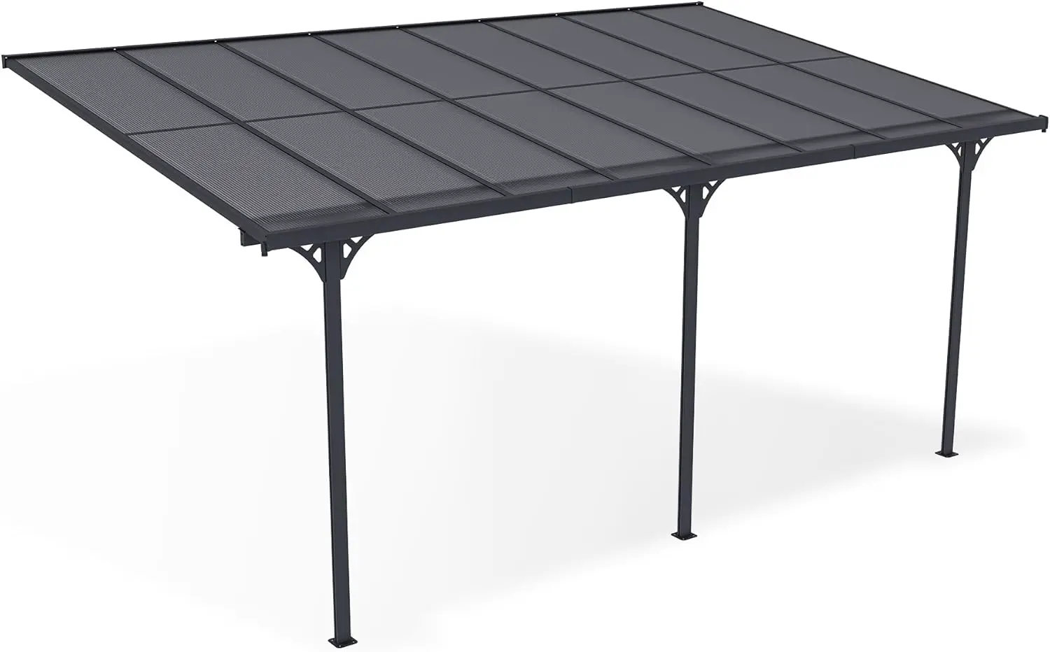 Pergola en aluminium gris 15 m² adossée vue 3