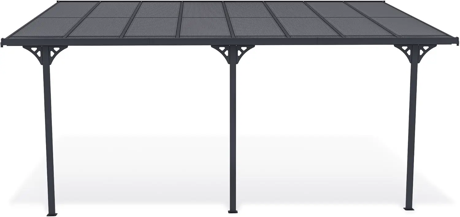 Pergola en aluminium gris 15 m² adossée vue 4