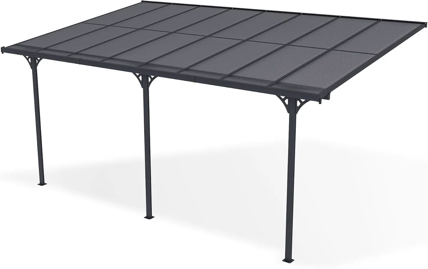 Pergola en aluminium gris 15 m² adossée vue 5