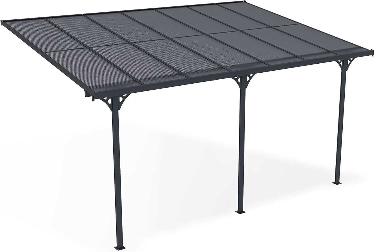 Pergola en aluminium gris 13,5 m² adossée vue 3