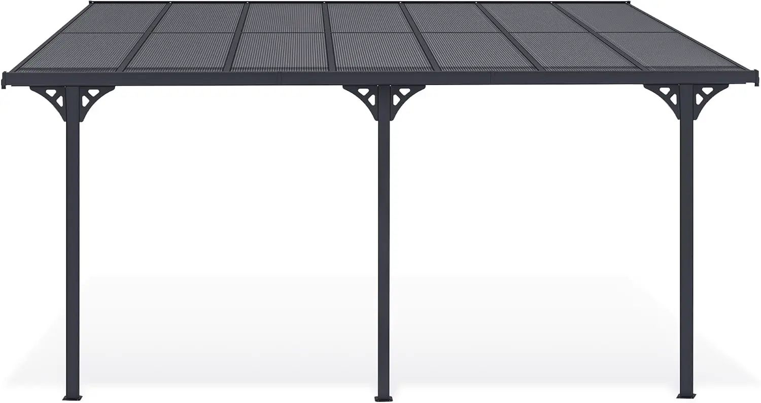 Pergola en aluminium gris 13,5 m² adossée vue 4