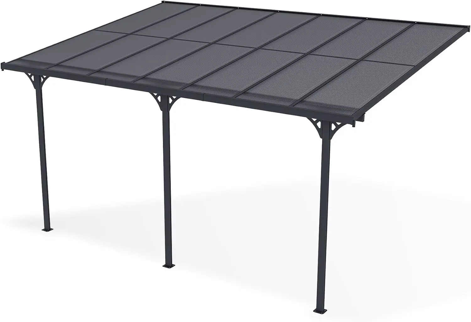 Pergola en aluminium gris 13,5 m² adossée vue 5