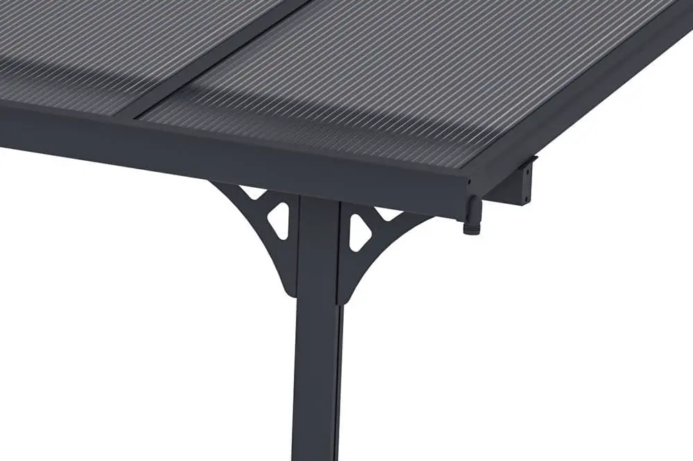 Pergola en aluminium gris 13,5 m² adossée vue 7