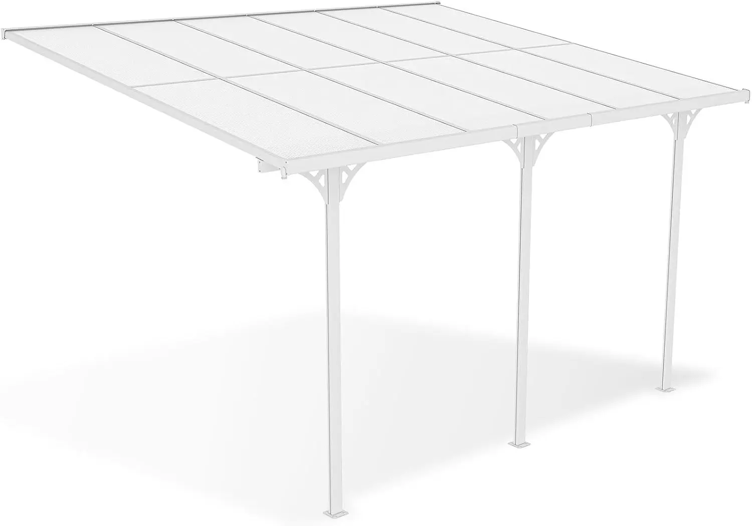 Pergola en aluminium blanc 12m² adossée vue 3