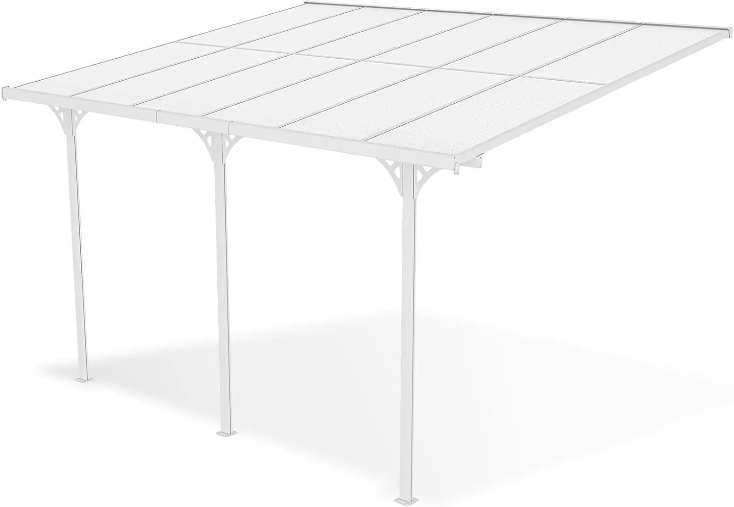 Pergola en aluminium blanc 12m² adossée vue 5