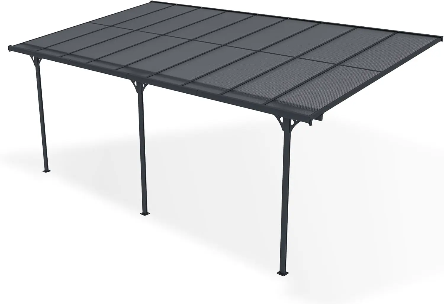 Pergola en aluminium gris 15 m² adossée vue 4
