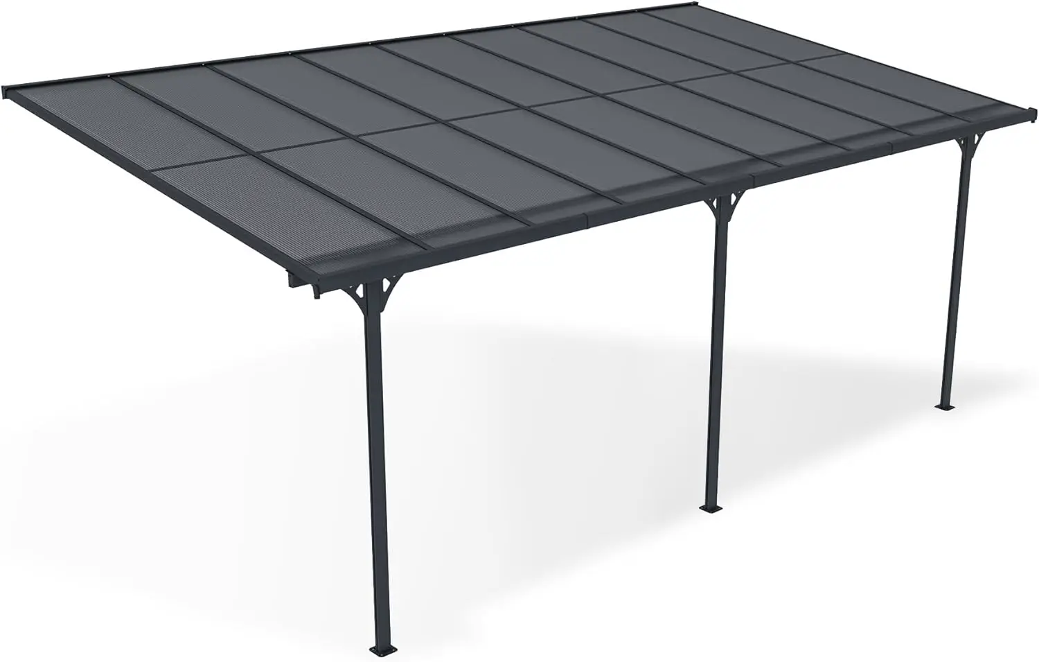 Pergola en aluminium gris 15 m² adossée vue 5