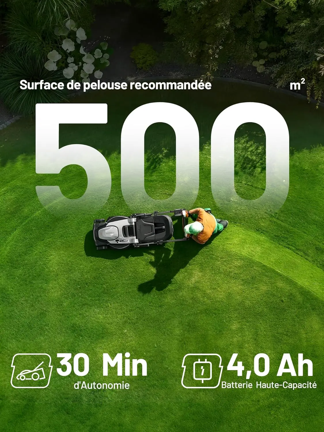 Tondeuse autoportée blanc 500m² vue 3