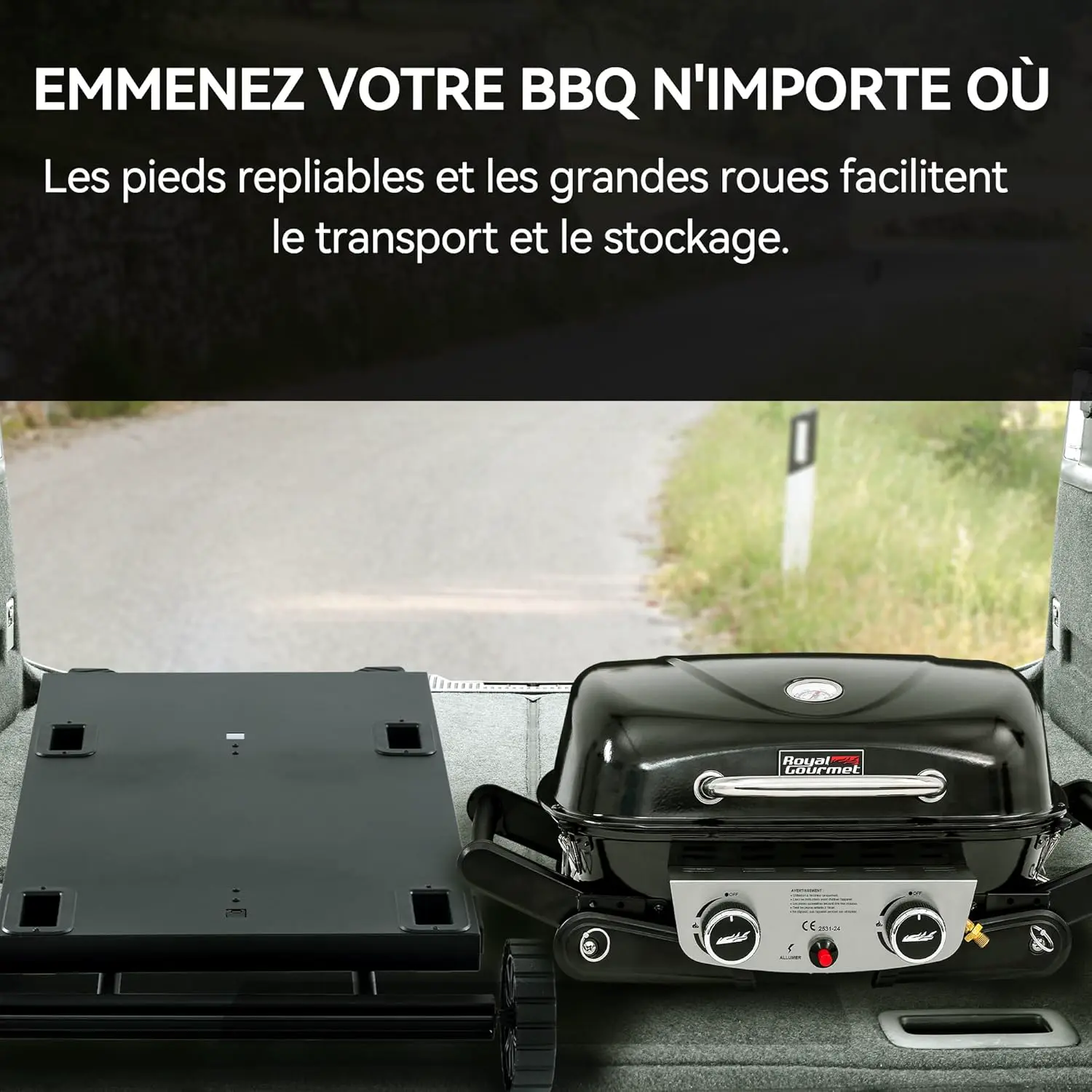 Barbecue à gaz en métal noir 58 x 67,6 cm vue 6