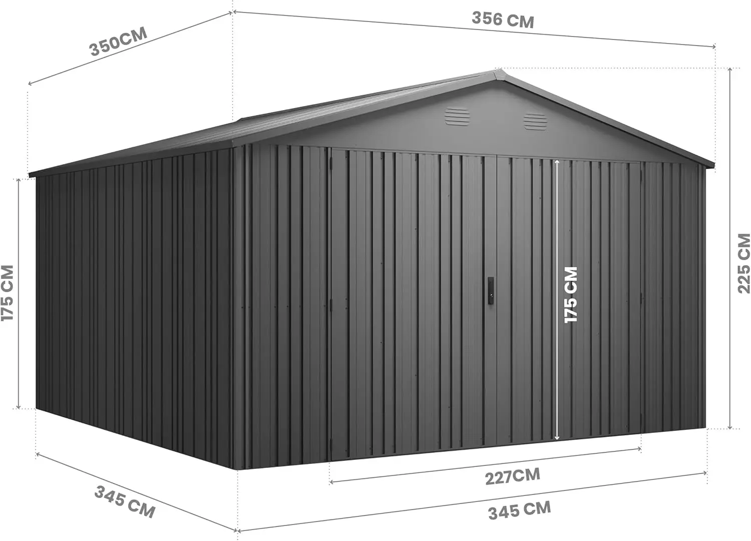 Abri de jardin en métal en métal anthracite vue 5