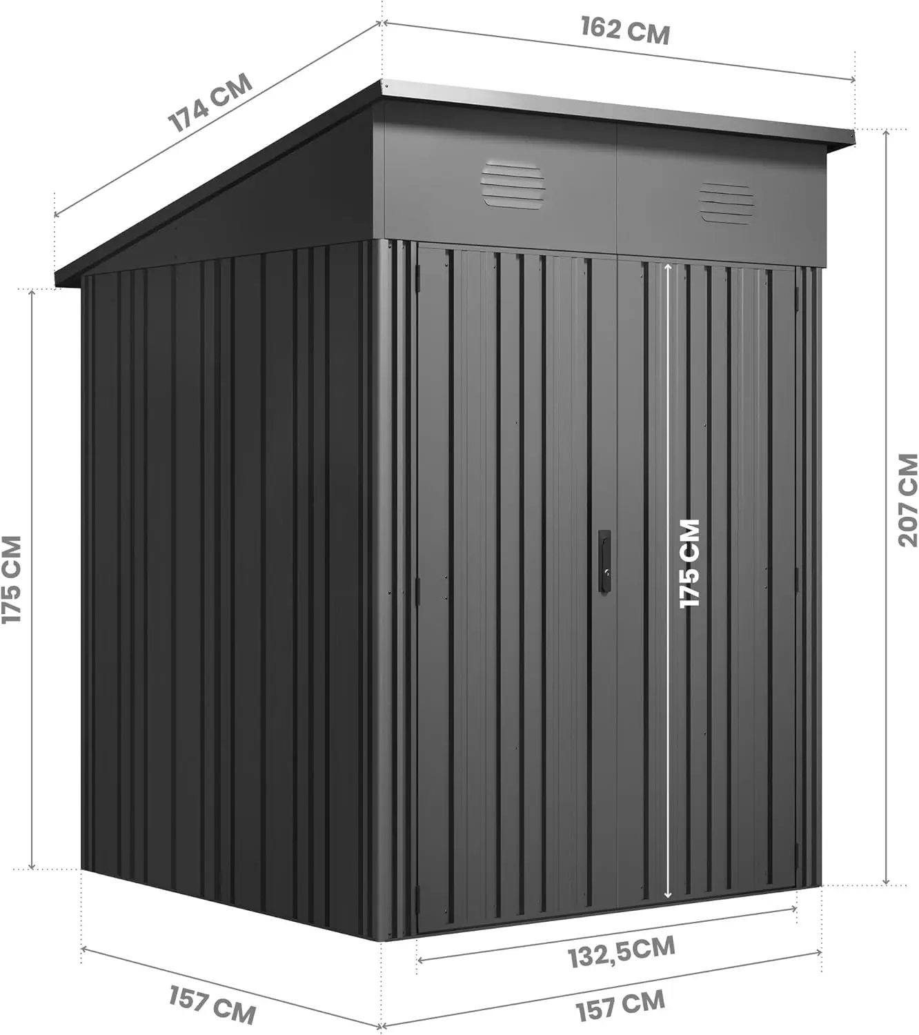 Abri de jardin en métal en métal anthracite vue 5