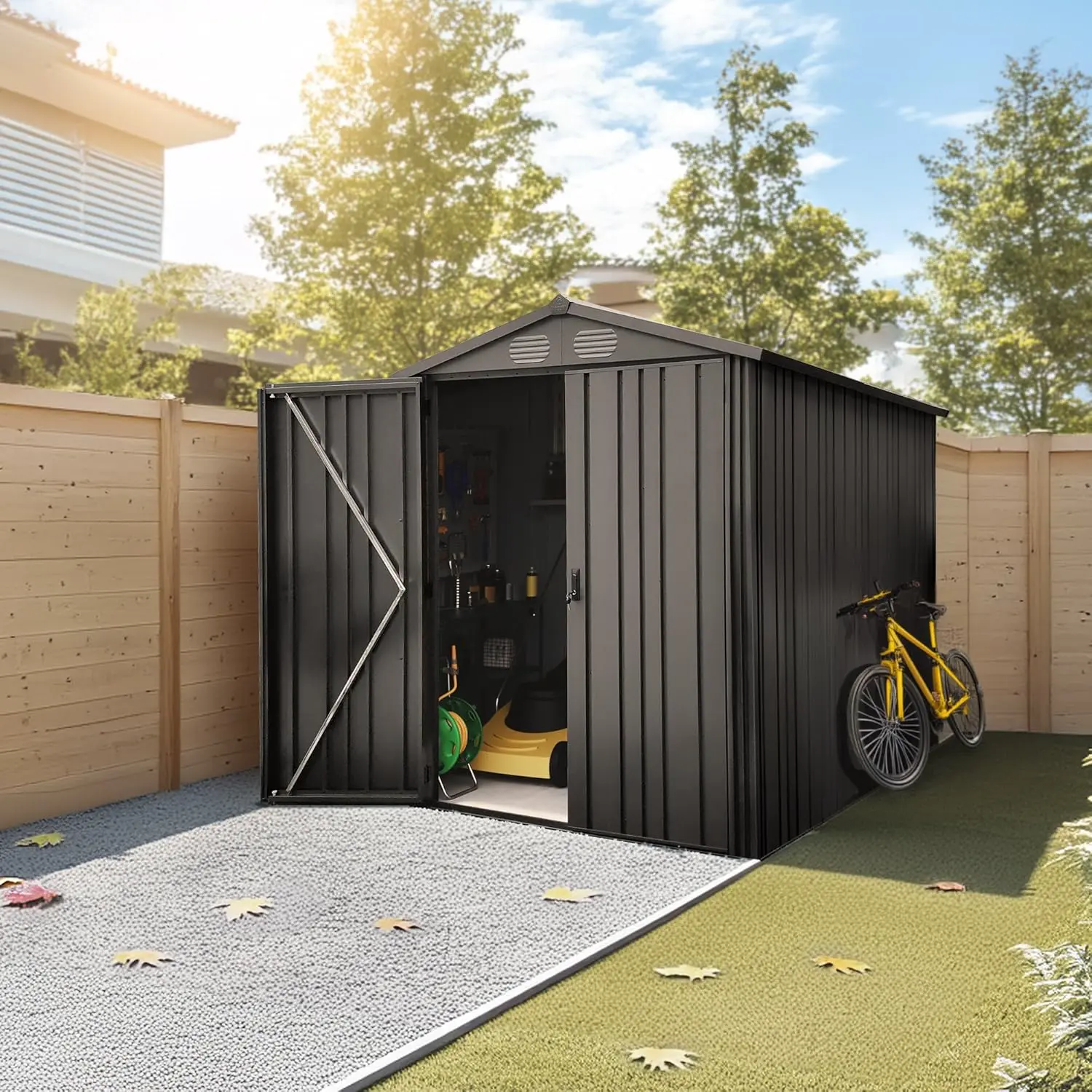 Abri de jardin en métal en métal anthracite vue 4