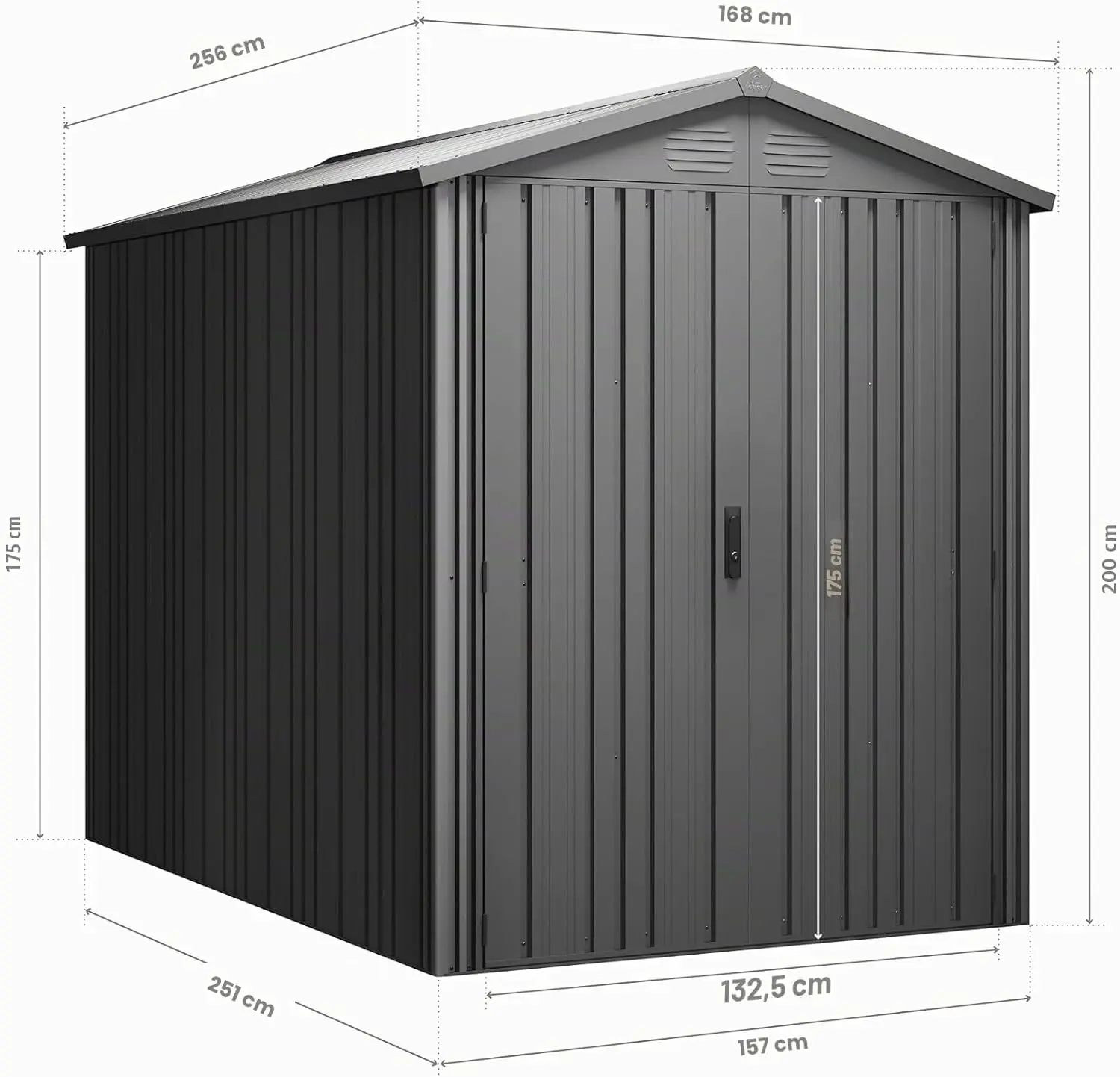 Abri de jardin en métal en métal anthracite vue 5