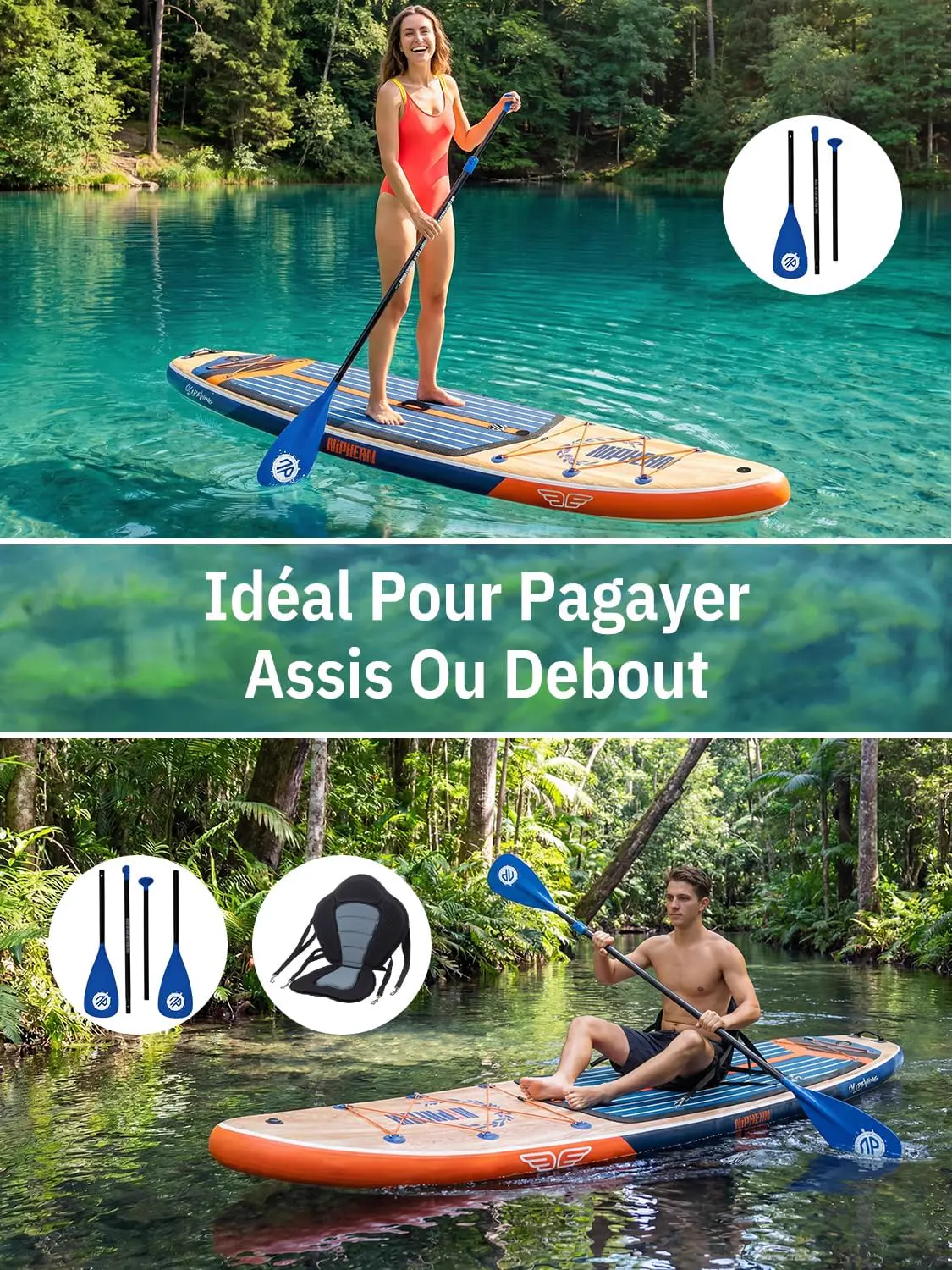 Paddle gonflable 2 places 83 × 15 cm vue 7
