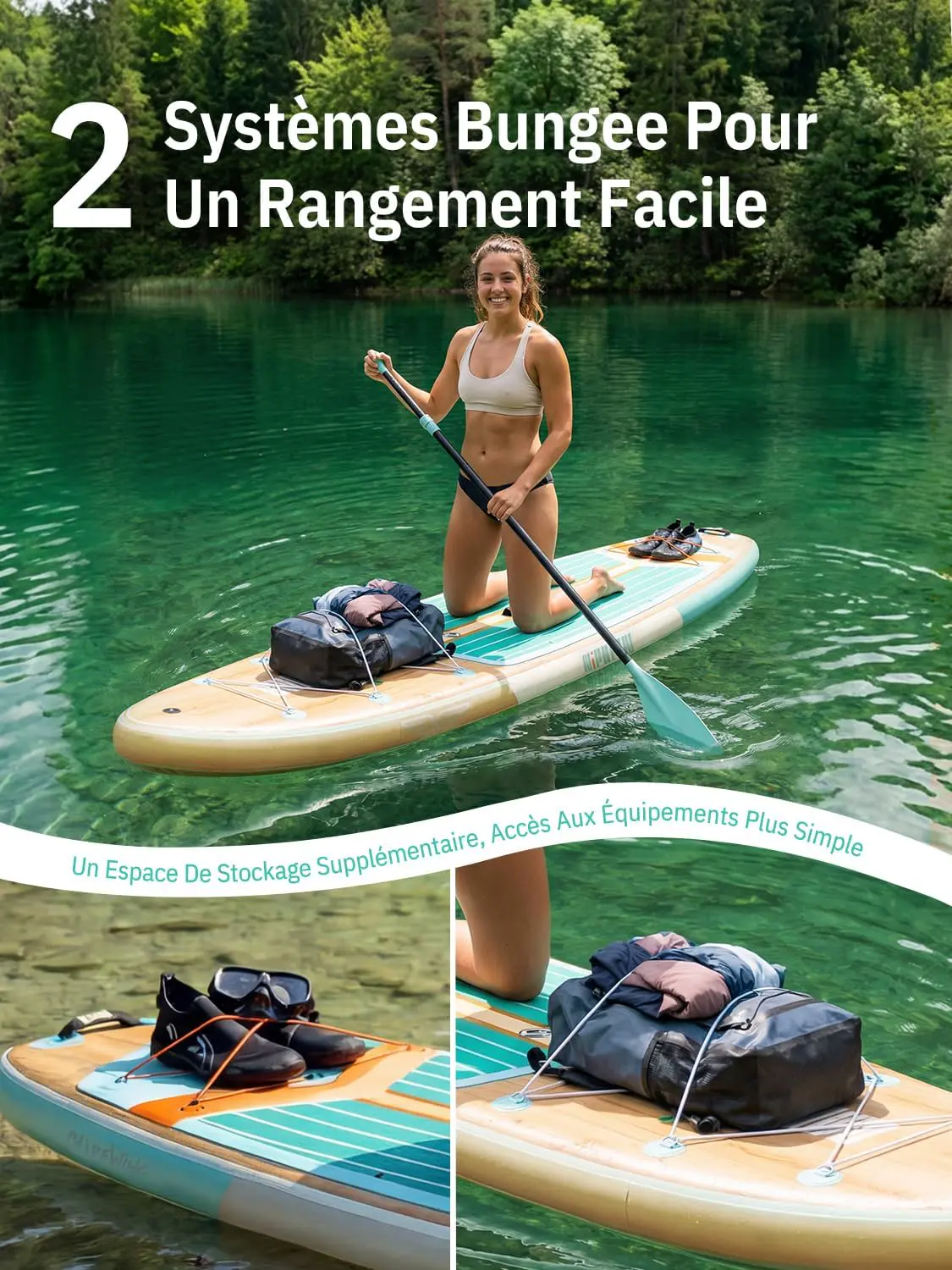 Paddle gonflable 2 places beige 83X15cm vue 6