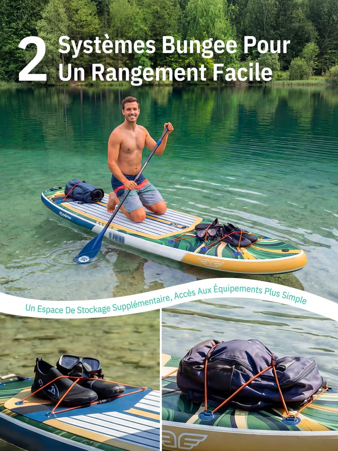 Paddle gonflable 2 places vert 83X15cm vue 6