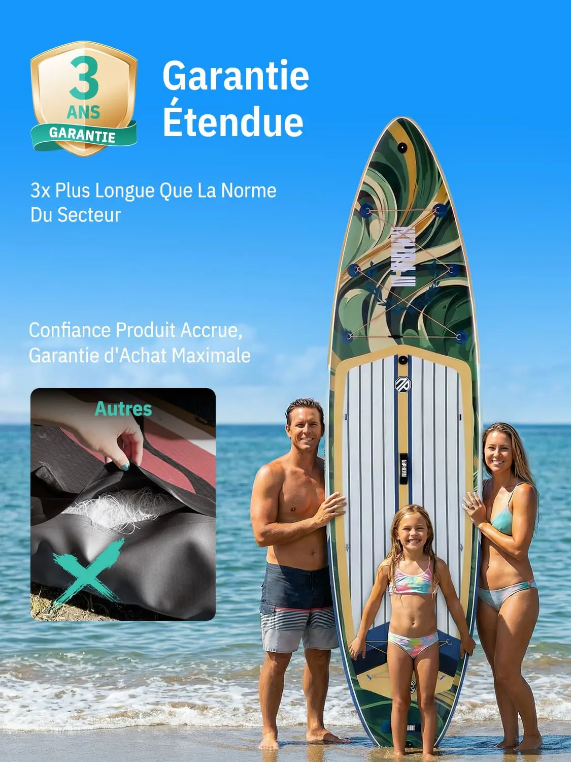Paddle gonflable 2 places vert 83X15cm vue 9